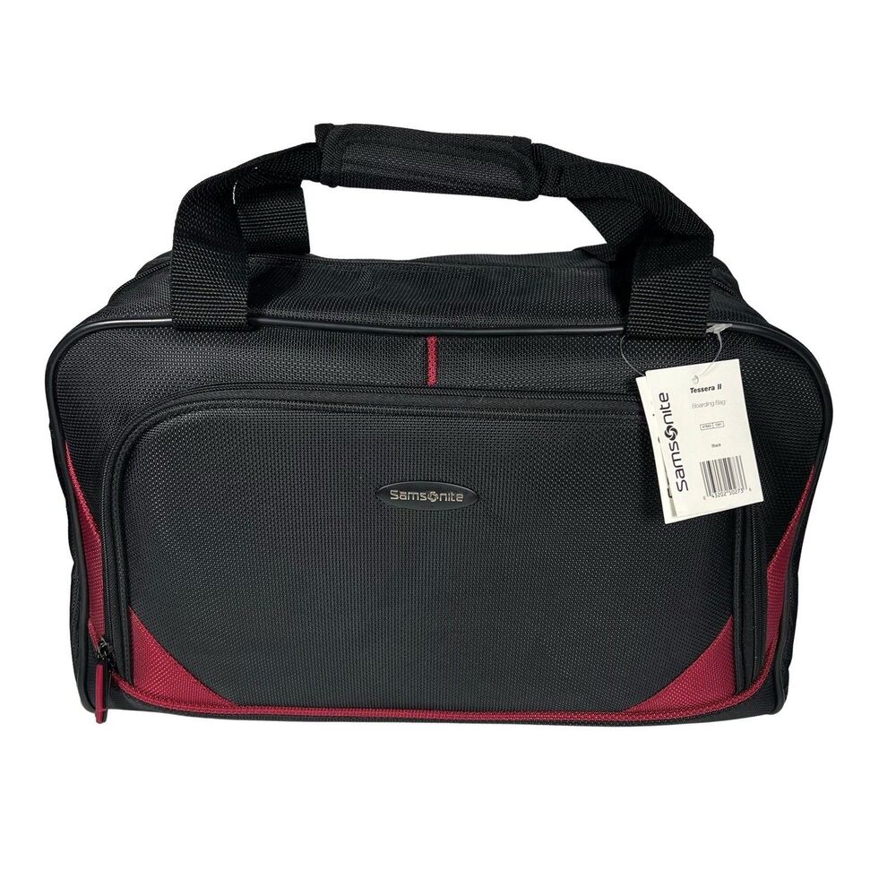 NEW Samsonite Tessera II  Duffel Black With Red Accent Luggage Carry-On  NWT